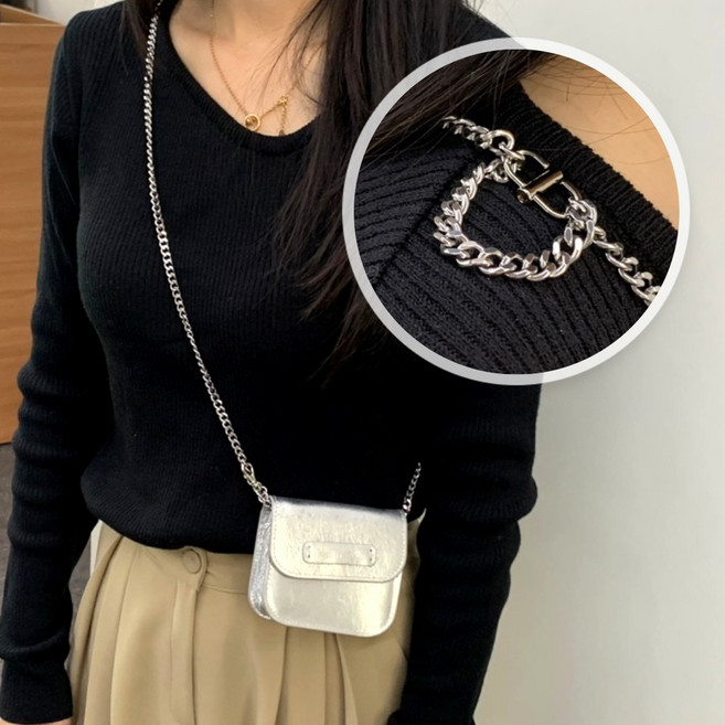 핸드백 가방끈 조절 체인쇼트너 실버