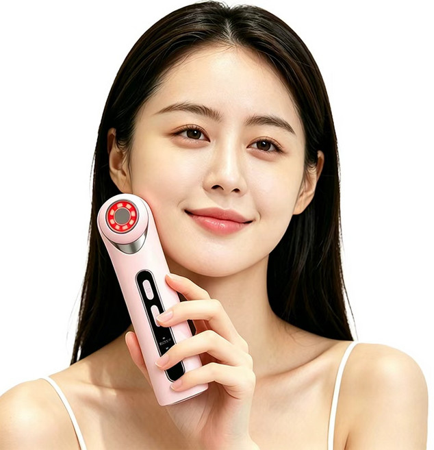 얼굴 피부 관리 마사지기 고주파 온열 3색 케어, 핑크, A7