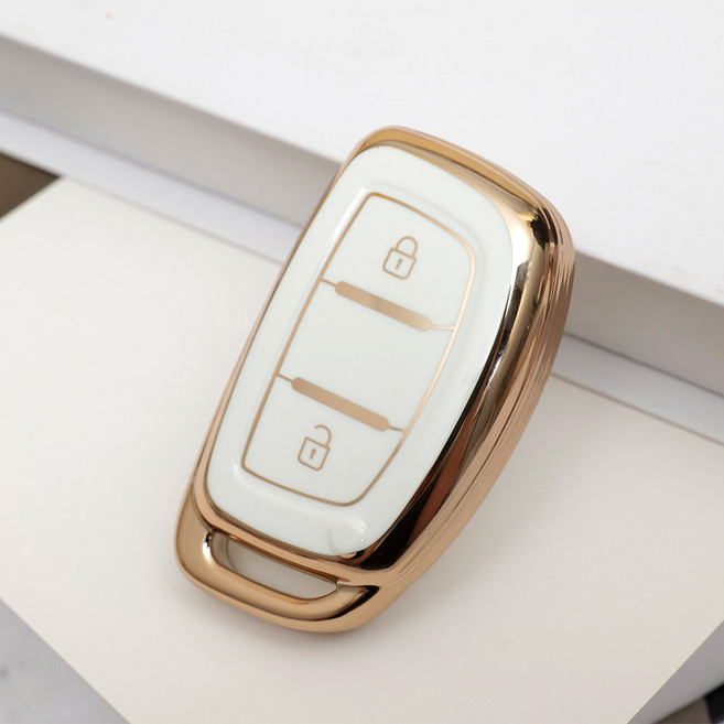 바이어블 현대 일렉트릭 포터 소나타 아반떼 올뉴투싼 호환 자동차 tpu 스마트키 케이스 키홀더 키커버 4버튼, 2버튼 TA66 화이트골드