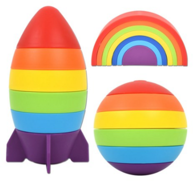 오즈토이 트리플 레인보우 쌓기 3종 로켓+공+무지개, 3세트, COLOR MIX