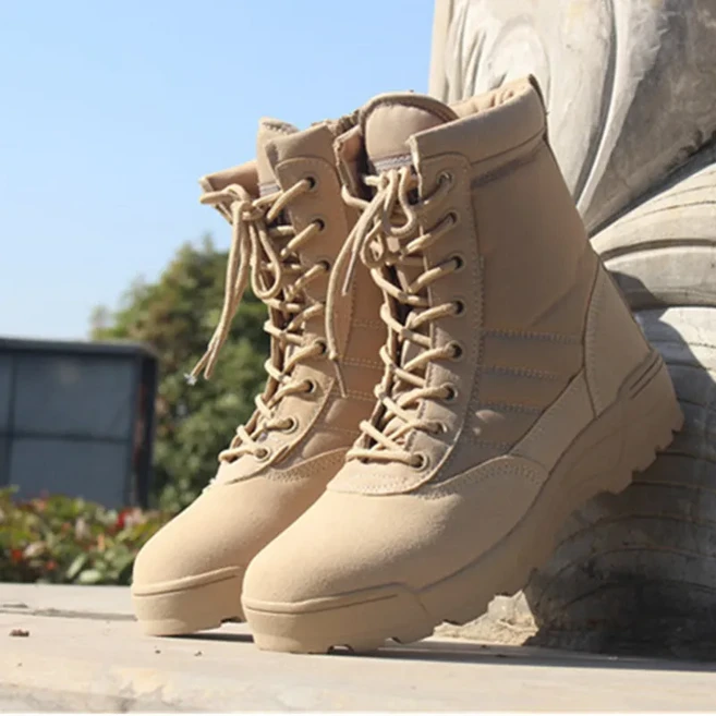 高筒軍靴 - 側拉鍊設計 耐磨防滑戶外工作鞋
