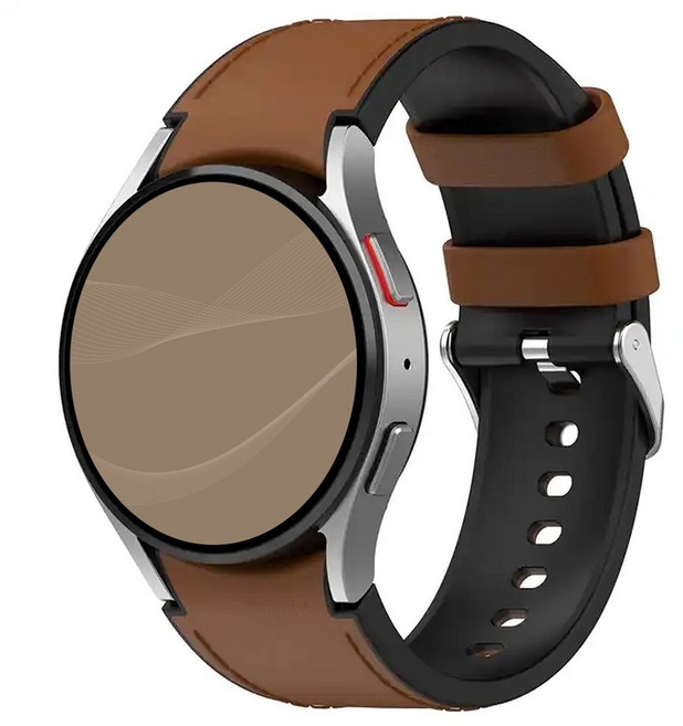 아이메이드잇 갤럭시워치 호환 가죽 실리콘 스트랩 밴드, 브라운, 1개