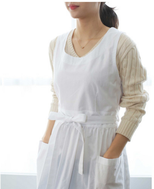 소담소담 [JTBC 드라마 '이태원 클라쓰' 협찬] 화이트 광목 장금이 앞치마 빅사이즈가능, 빅사이즈, 1개