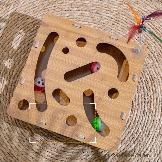 고양이 미로 장난감 필수템 트랙 공놀이 간식 새끼 벨볼, 1개, 미로 공 놀이 (공 2개+장난감 막대 포함)