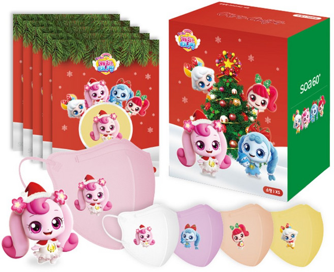 캐치티니핑 시즌3 크리스마스 마스크 하츄핑+꾸래핑+솔찌핑+나나핑