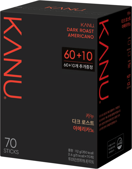 카누 다크로스트 아메리카노 원두커피스틱, 1.6g, 70개입, 1개