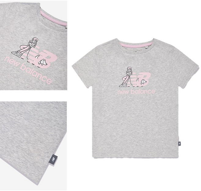 뉴발란스 유아동 여아 핑크워커 반팔 티셔츠 스탠다드핏