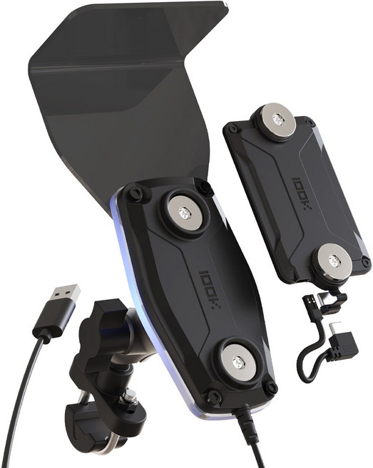 백케이 오토바이 자석거치대 USB타입 딱판 충전패드 핸들형 LED, 핸들형거치대+C타입딱판, 블랙