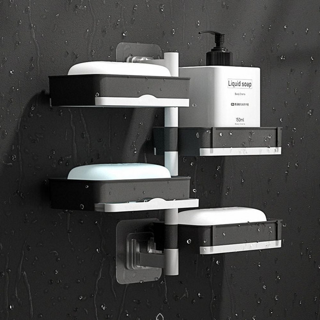 비누 곽 홀더 받침대 케이스 욕실 화장실 선반 수납장 san+2621eI, 블랙, 1개