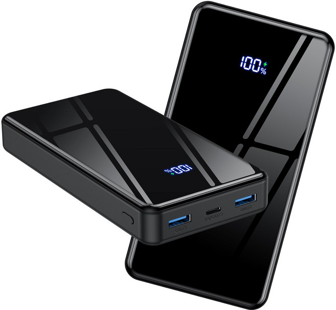 YINTO PD 22.5W QC3.0 잔량표시 대용량 고속충전 보조배터리 30000mAh, 블랙, JM5