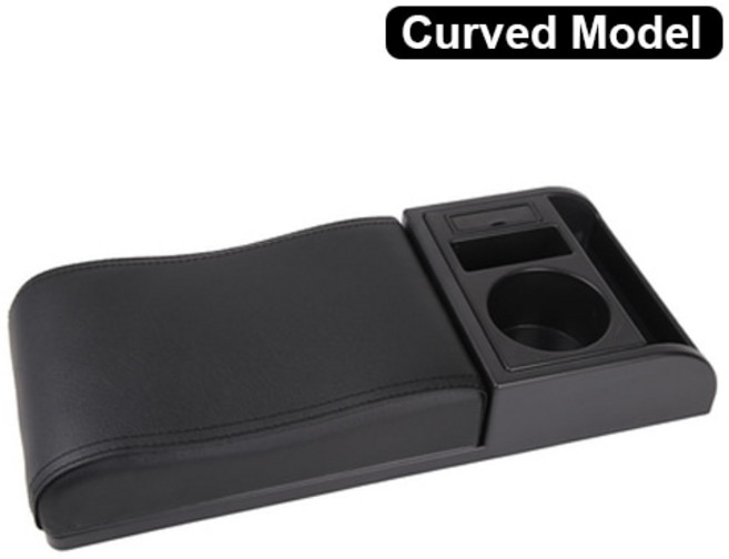 킥매트 뒷자석수납함 차량용사이드포켓 컵홀더 자동차 틈새 차량 수납거치함 보관함 팔걸이 컵 PU 가죽 부드러운 팔꿈치 지지 다기능 이동식 정리용품 호환 -250, 1개, 1.Curved model