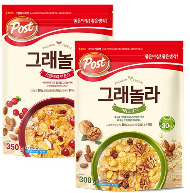 포스트 그래놀라 크랜베리 아몬드 350g + 카카오호두 300g, 1개