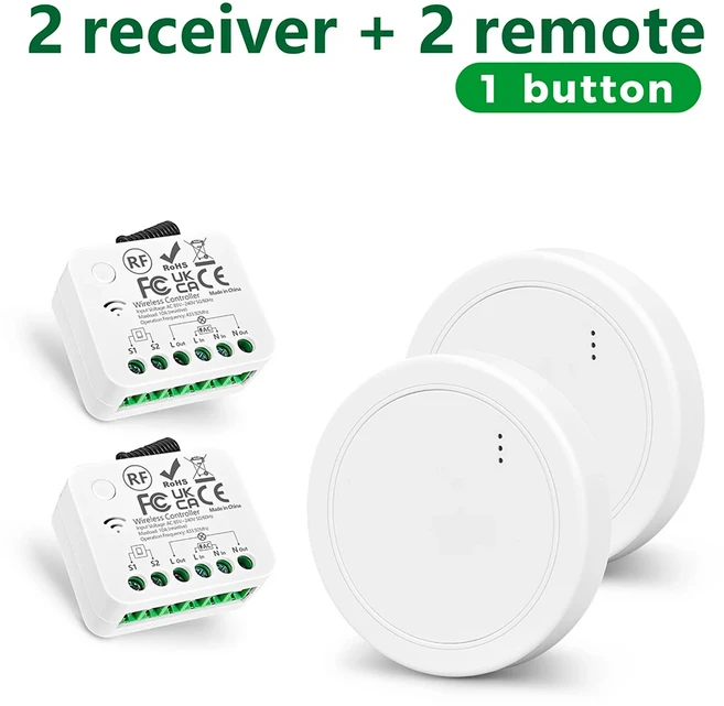 무선 리모컨 RF433Mhz 스마트 라이트 스위치 AC110V 220V 10A 미니 릴레이 모듈 푸시 버튼 리모컨 가정용, 05 3 receiver 2 remote