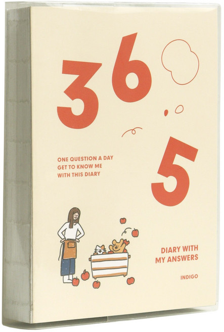 인디고 만년형 행복 질문 일기 365 Q&A 자문자답 데일리 다이어리, 크림, 1개