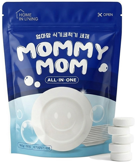 엄마맘 식기세척기 세제 린스 가정용 타블렛 미니 90개입, 1개, 360g