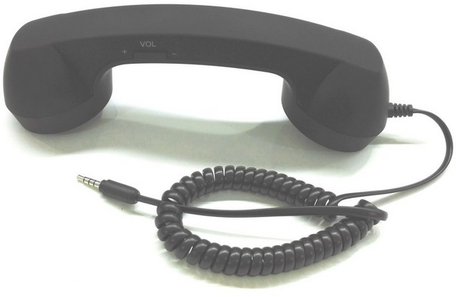 수화기 이어폰 유선 복고풍 스마트폰 감성템 선물 모양 소품 전화기 레트로, 블랙+애플 이어폰 컨버터