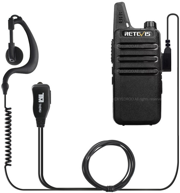 Retevis 레테비스 RT622 무전기용 귀걸이형 더뮤 라이트이어마이크 리시버 인이어 캔우드2핀