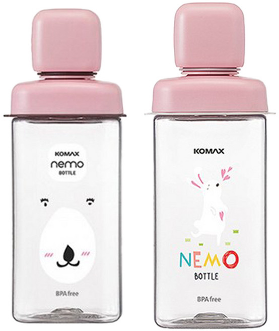 코멕스 귀여운 동물 프린팅 휴대용 네모물병 430ml 캐릭터랜덤 어린이물통