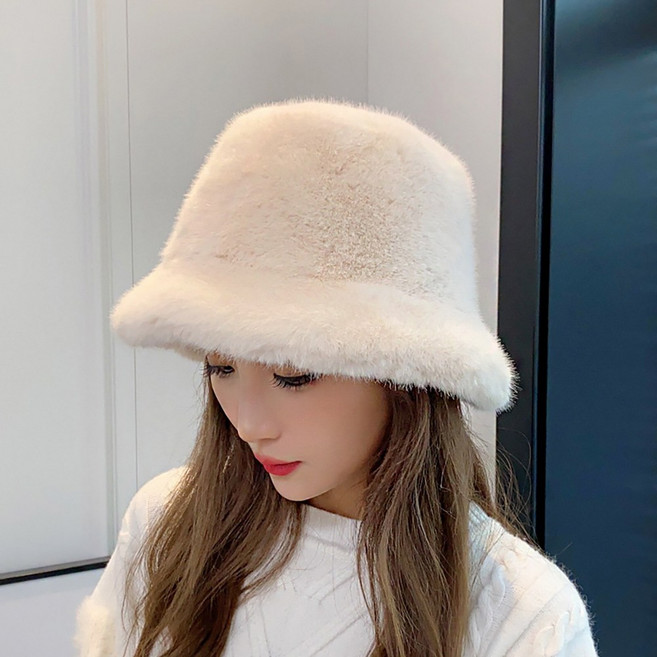 여성 페이크퍼 소프트 버킷햇 벙거지 모자