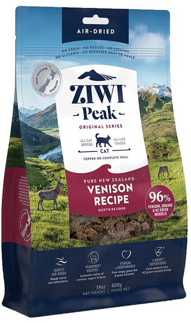紐西蘭 96% 鹿肉 無穀 貓糧, 400g, 1包, ZiwiPeak滋益巔峰96%鮮肉貓糧-鹿肉400g