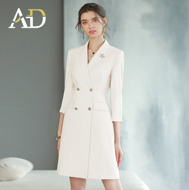 春秋名媛連衣裙長袖職業西裝裙修身顯瘦經理工裝主持人正裝工作服