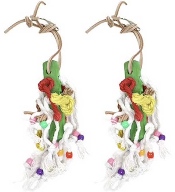 리프패럿 앵무새 대롱대롱 밧줄 꾸러미 00416, 혼합색상, 2개