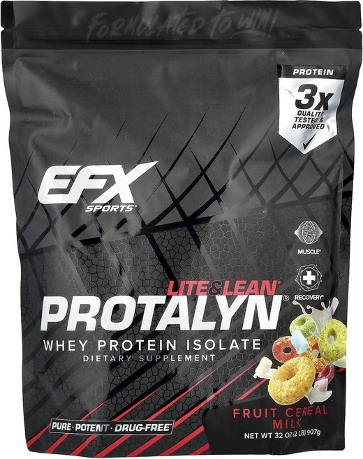 EFX Sports Protalyn® 분리유청단백질 과일 시리얼 밀크 907g(2lb), EFXSportsProtalyn분리유청단백질과일시리얼밀, 907g, 1개