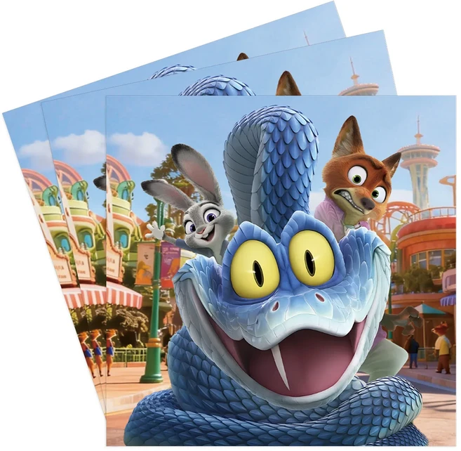 주토피아 닉과 주디 파티 장식 일회용 식기 세트 테이블보 배너 케이크 토퍼 풍선 생일 용품, 07 20pcs Napkins