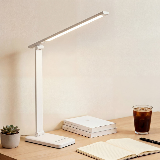 파페피 LED 학습용 스탠드 블루라이트 차단 시력보호 7단 밝기 5단 색온도 조절, 기본형, 화이트