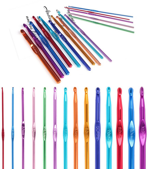 알루미늄 코바늘 뜨개질 모사용 컬러코바늘 오너킹 뜨개, 1개