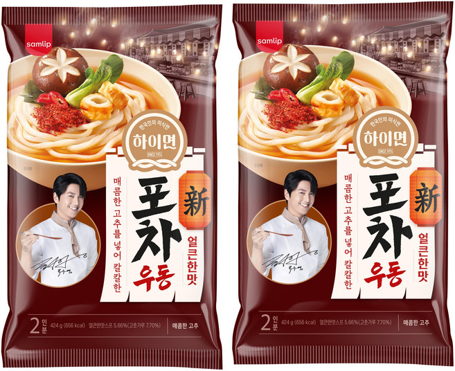 하이면 삼립 얼큰한맛 신포차우동 하이면 2인분, 424g, 2개
