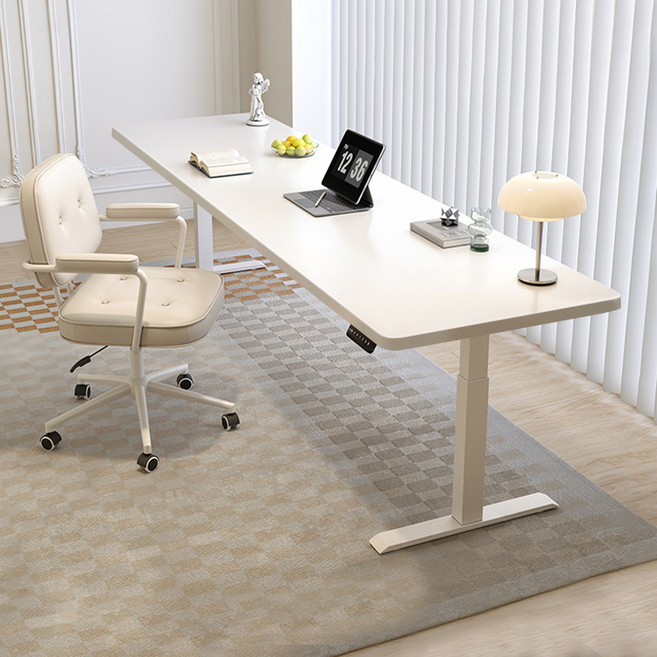 [10년 품질 보증] Xpanse 우아한 화이트 일체형 데스크 게이밍 책상 학습 및 사무 등, 하얀색