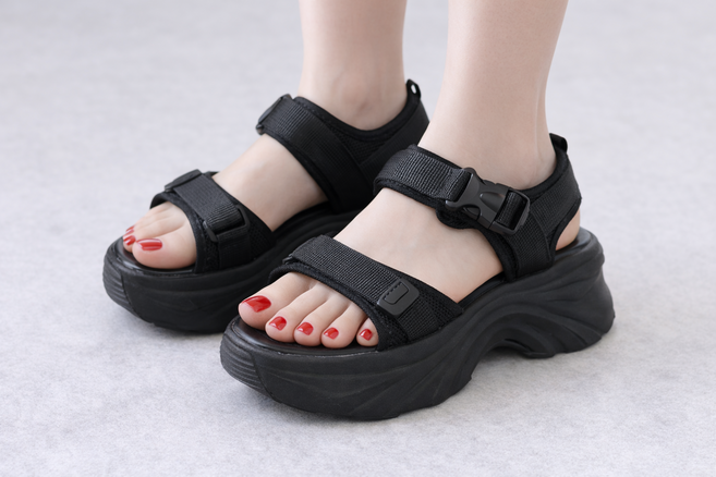 여성 휴양지 스트랩 샌들 물놀이 신발 6cm 키높이