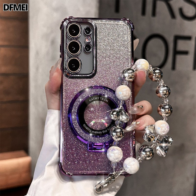 DFMEI 適用三星S25手機殼軟殼Galaxy S24ultra散粉支架手鍊保護套閨蜜女
