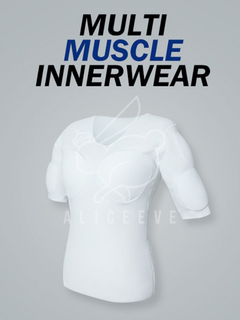 자연스러운 복근 가슴 어깨 패드 보정티 머슬 핏 이너 쉐이퍼