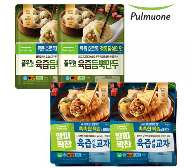 풀무원 육즙듬뿍만두 400gX4봉+얄피꽉찬 육즙진한교자 400gX4봉, 육즙듬뿍만두X8, 400g