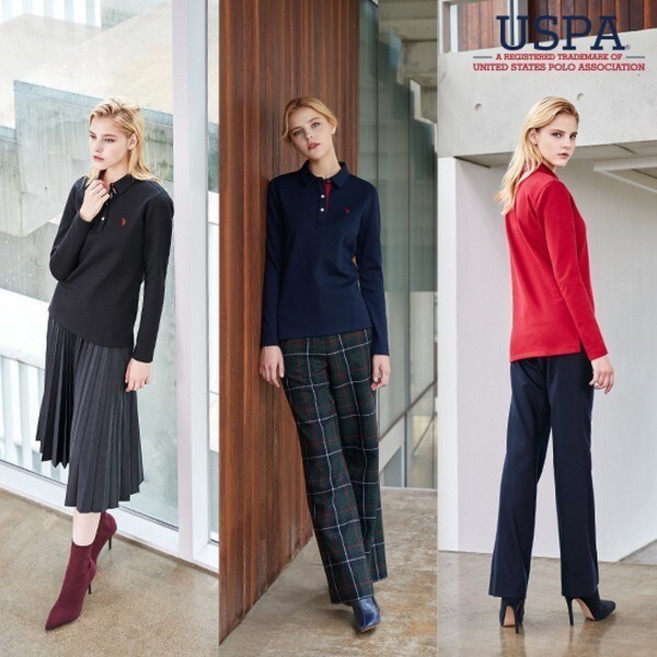 USPA FW 화이트라벨 폴로 기모 카라티셔츠 여성 3종