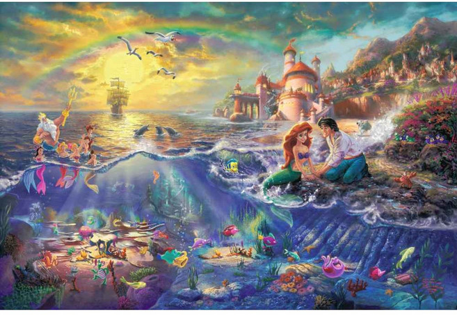 [듀얼라이프] 뉴 디즈니 킨케이드 캔버스형 보석십자수 4050, 1개, 17.인어공주와 에릭왕자