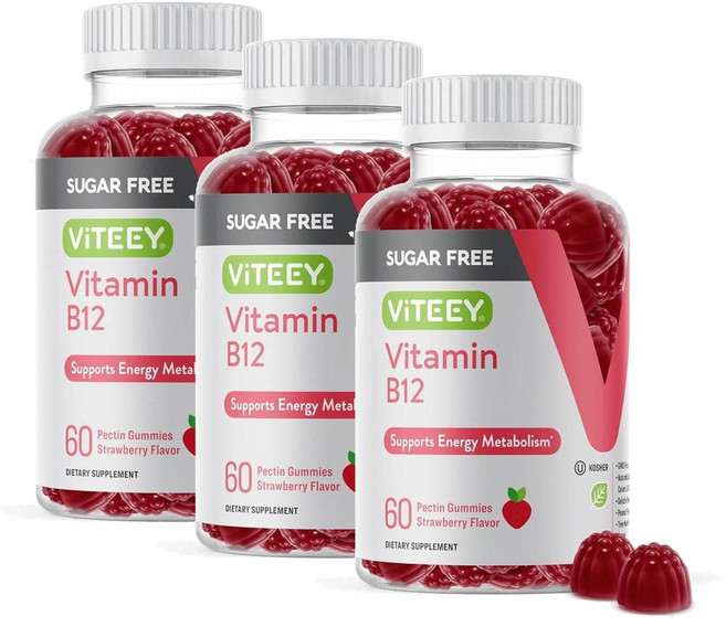 바이티 비타민 B12 1000mcg 구미 딸기맛 Viteey Vitamin B12, 60정, 3개
