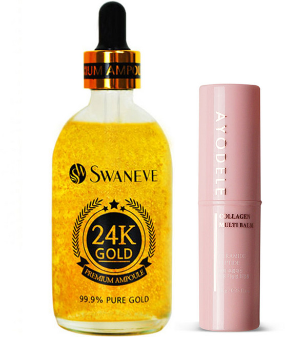 스와니브 24K 골드 프리미엄 앰플 100ml + 아요델 물광꿀피부 콜라겐 링클밤 멀티밤 스틱 10g, 1개, 110mg
