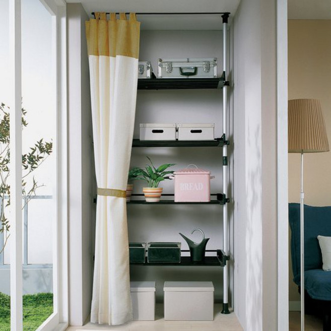 [가화행거]4단수납선반커튼행거LB2040SC, 없음