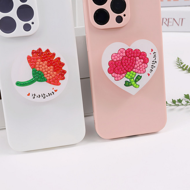 맘이샵 카네이션 보석십자수 스마트링 스마트톡, 1개, 1. 원형