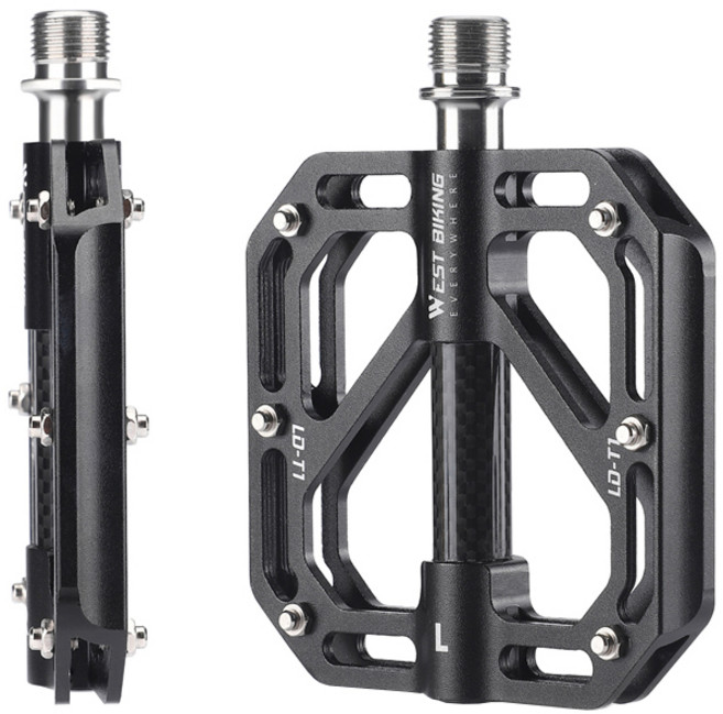 시그니처베이지 웨스트바이킹 자전거 티타늄 3베어링 페달 평페달 YPZ109, 블랙, 1개