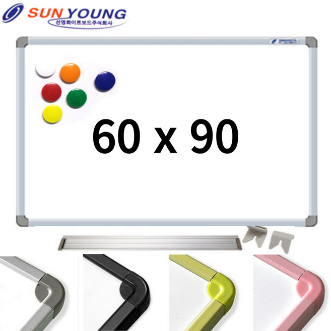국산 벽걸이 화이트보드 60cm x 90cm 자석형 일반형 사무실 가정용 메모 보드판 학원 공부방 학습 칠판 600*900, 블랙, 1개