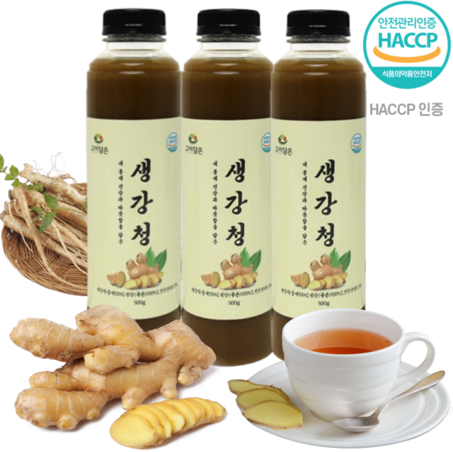 국내산 생강 도라지 생강청 제로 설탕 HACCP 식품, 3세트, 500g