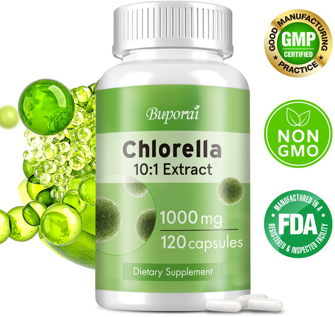 클로렐라 추출물 1000mg - 대장 세척 및 해독 에너지 및 면역 강화, 1개, 120정