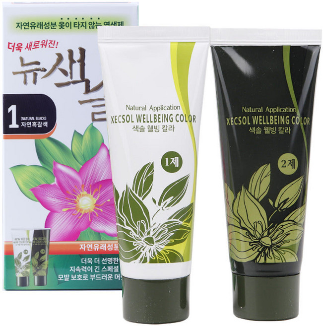 프라나 웰빙 칼라 크림 색솔 2호 옻타지 않는 염색제 70g, 1호(자연흑갈색), 1개