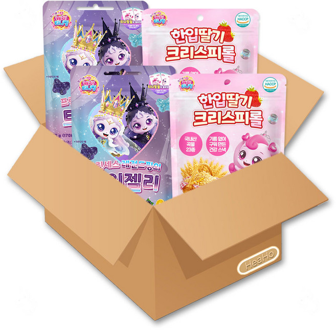 프린세스 캐치티니핑 한입 딸기 크리스피롤 40g + 캐치티니핑 젤리 50g 세트, 1세트, 90g, 한입 딸기 크리스피롤+트윈젤리