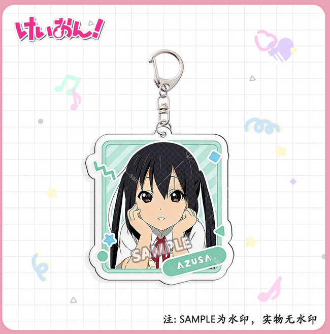 케이온 방과 후 티타임 캐릭터 프린팅 아크릴 키 체인 홀더 열쇠고리, 1개, B 5.5cm