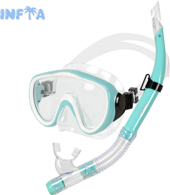 인피아 멀티 피스 스노쿨링 마스크 프리다이빙 스노쿨링 세트, 민트